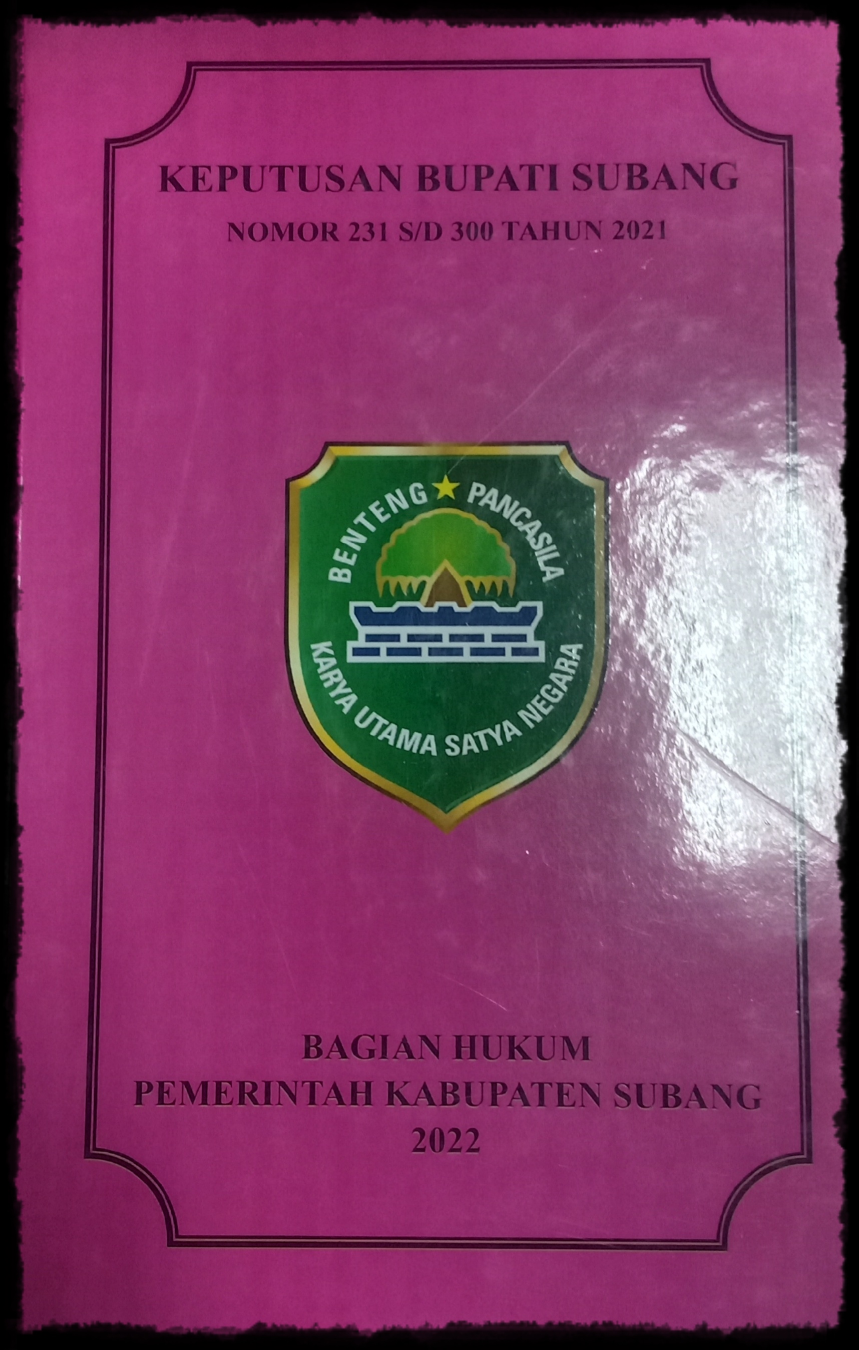 KEPUTUSAN BUPATI SUBANG NOMOR : 231 S/D 300 TAHUN 2021