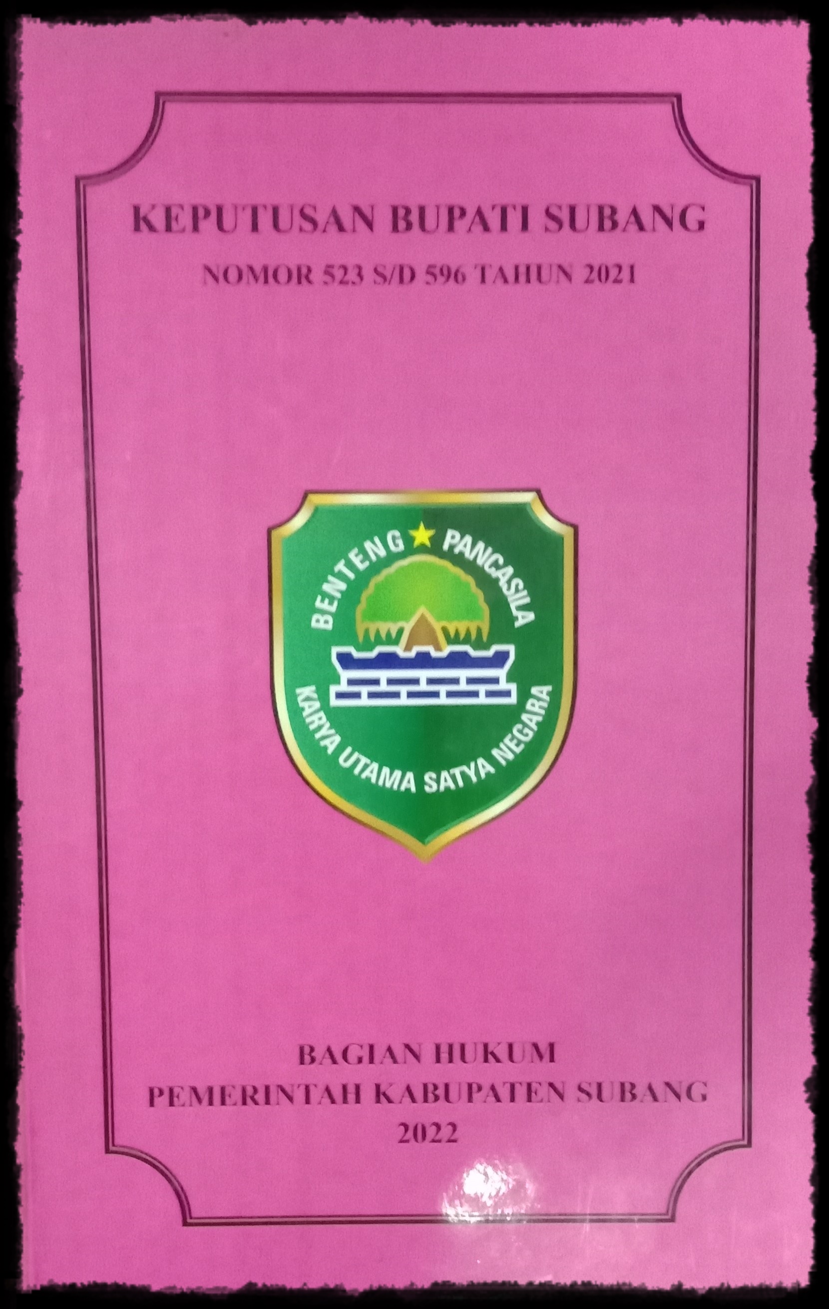KEPUTUSAN BUPATI SUBANG NOMOR : 523 S/D 596 TAHUN 2021