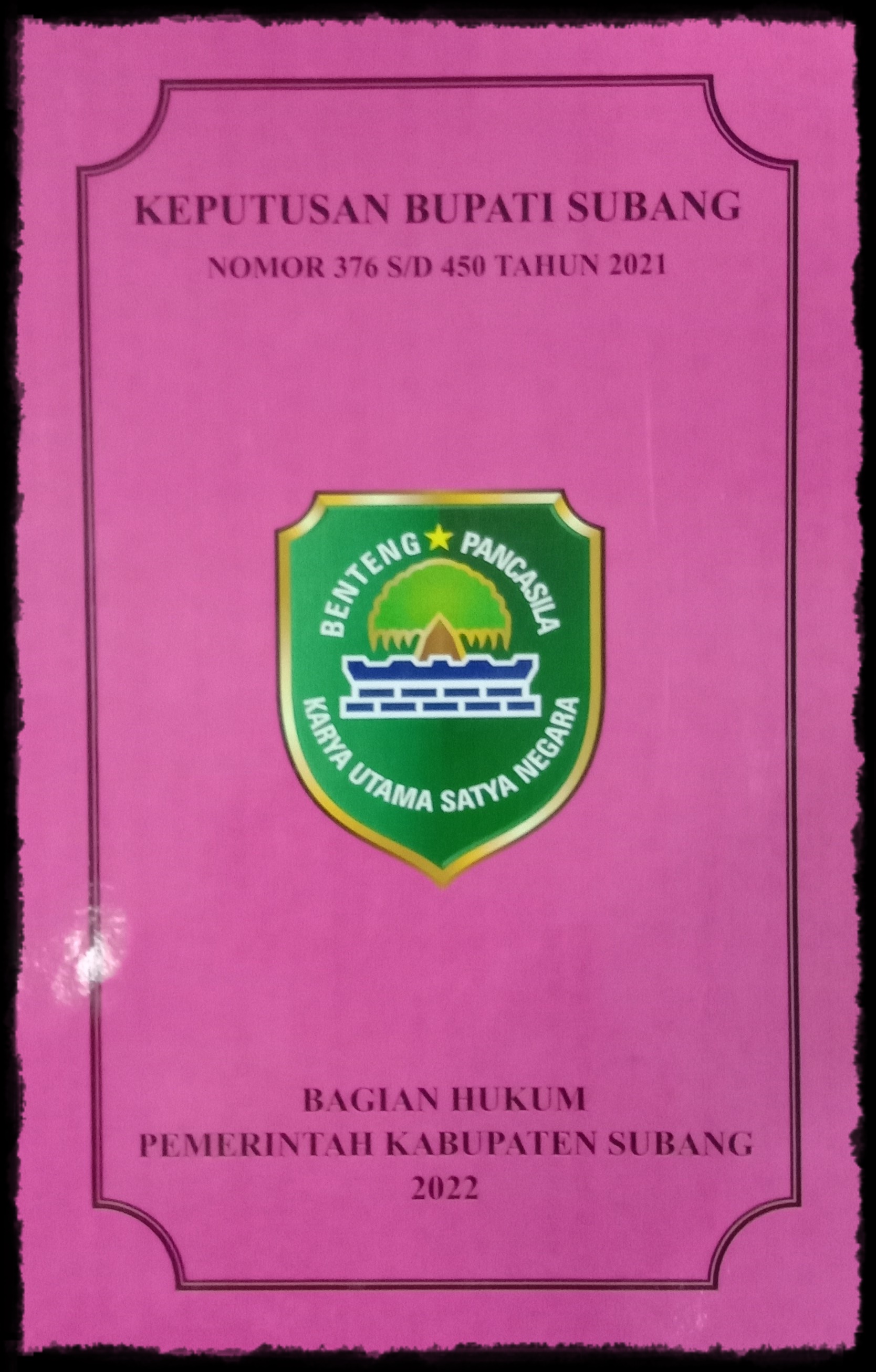 KEPUTUSAN BUPATI SUBANG NOMOR : 376 S/D 450 TAHUN 2021