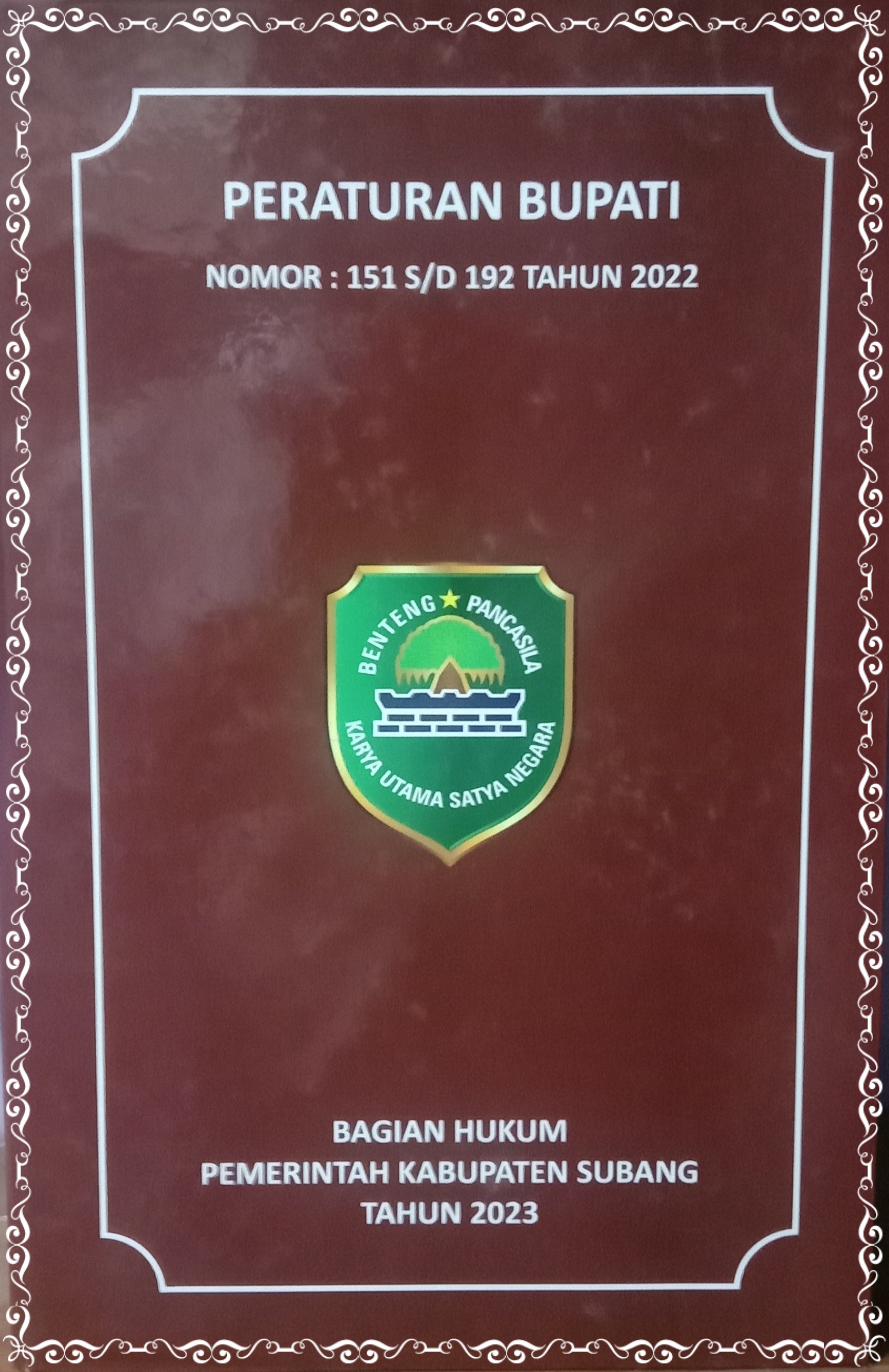 PERATURAN BUPATI NOMOR : 151 S/D 192 TAHUN 2022