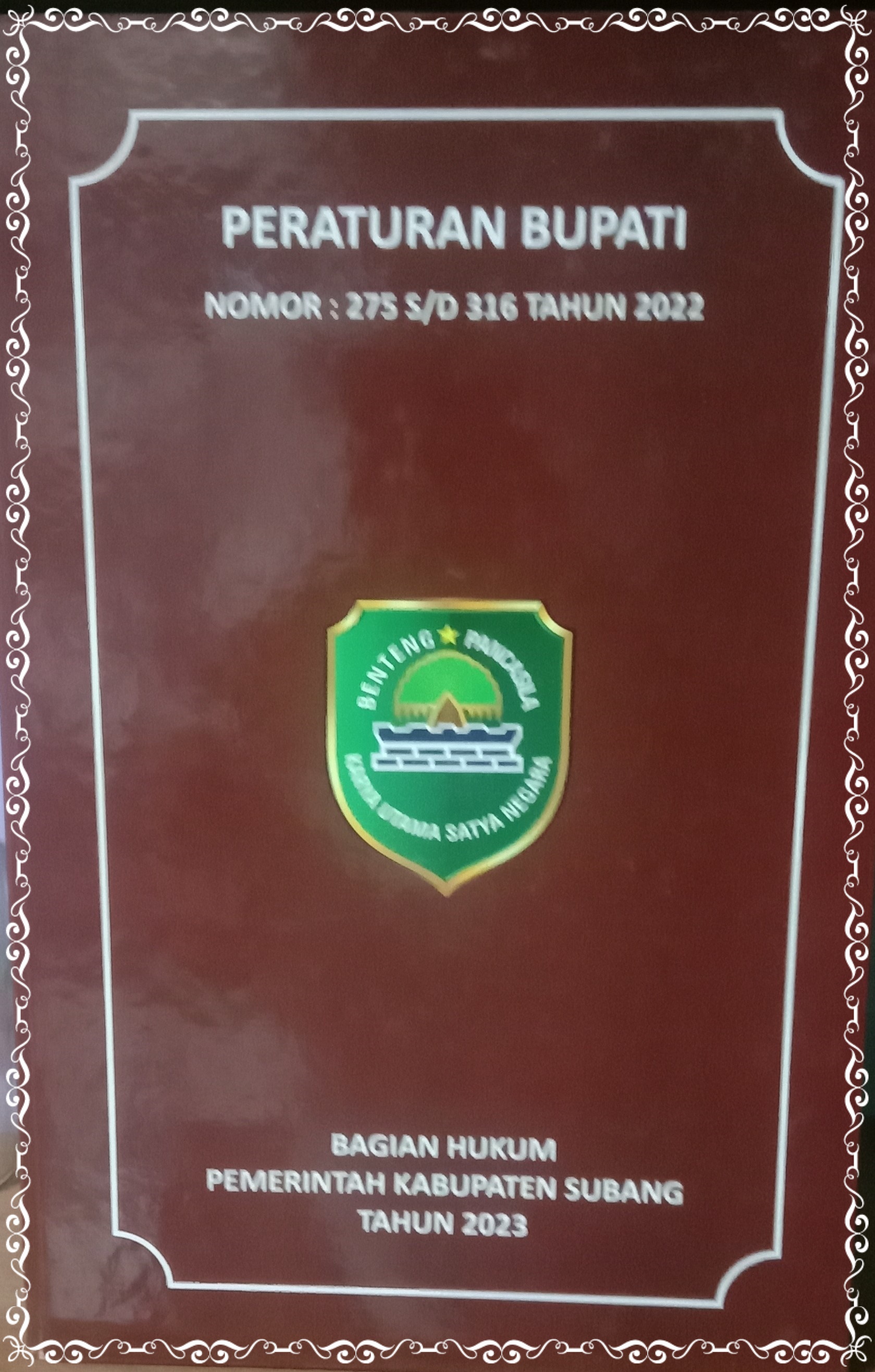 PERATURAN BUPATI NOMOR : 275 S/D 316 TAHUN 2022