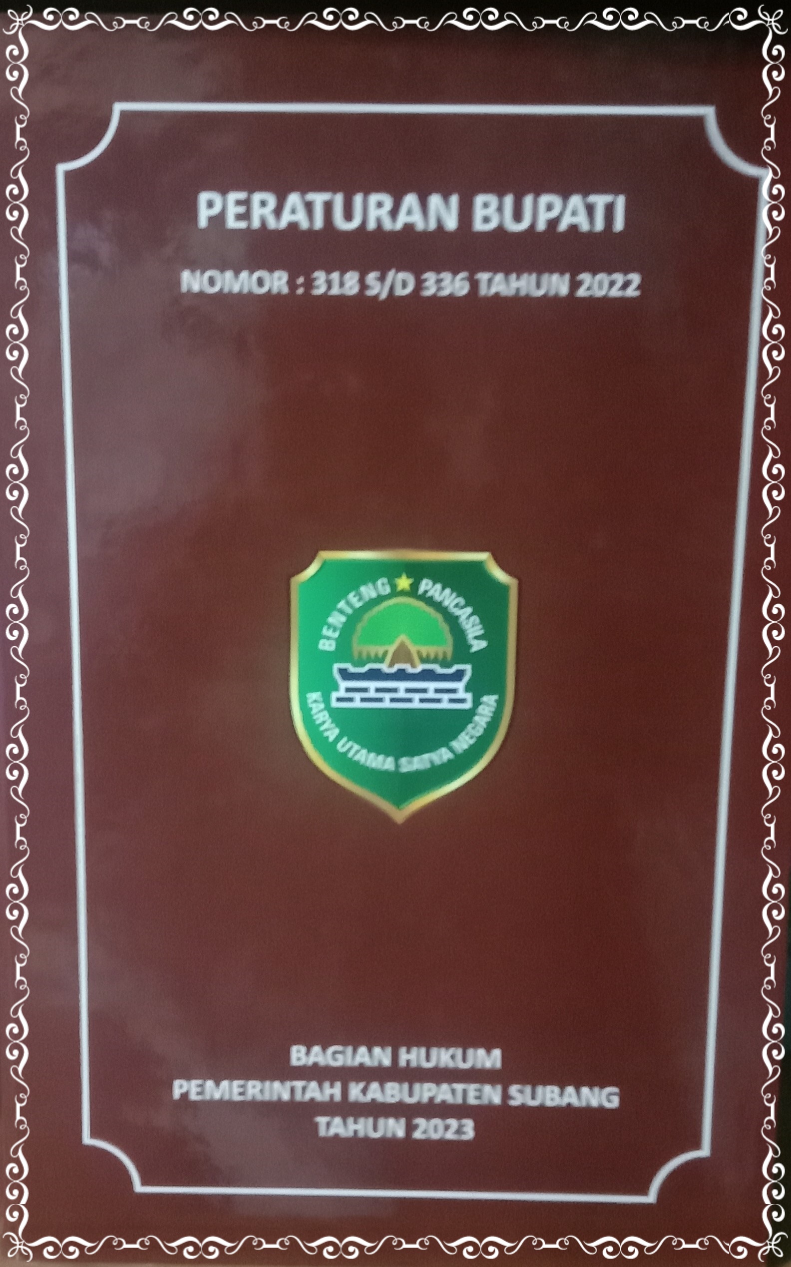 PERATURAN BUPATI NOMOR: 318  S/D 336 TAHUN 2022