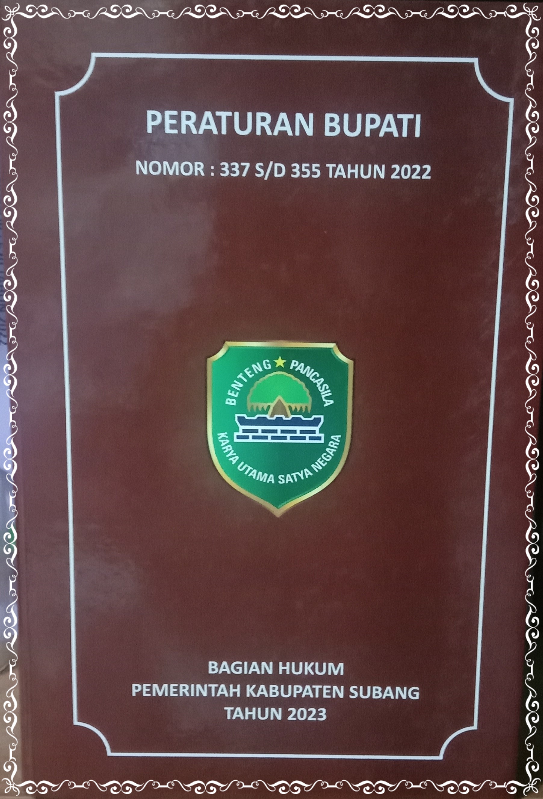PERATURAN BUPATI NOMOR : 337 S/D 355 TAHUN 2022