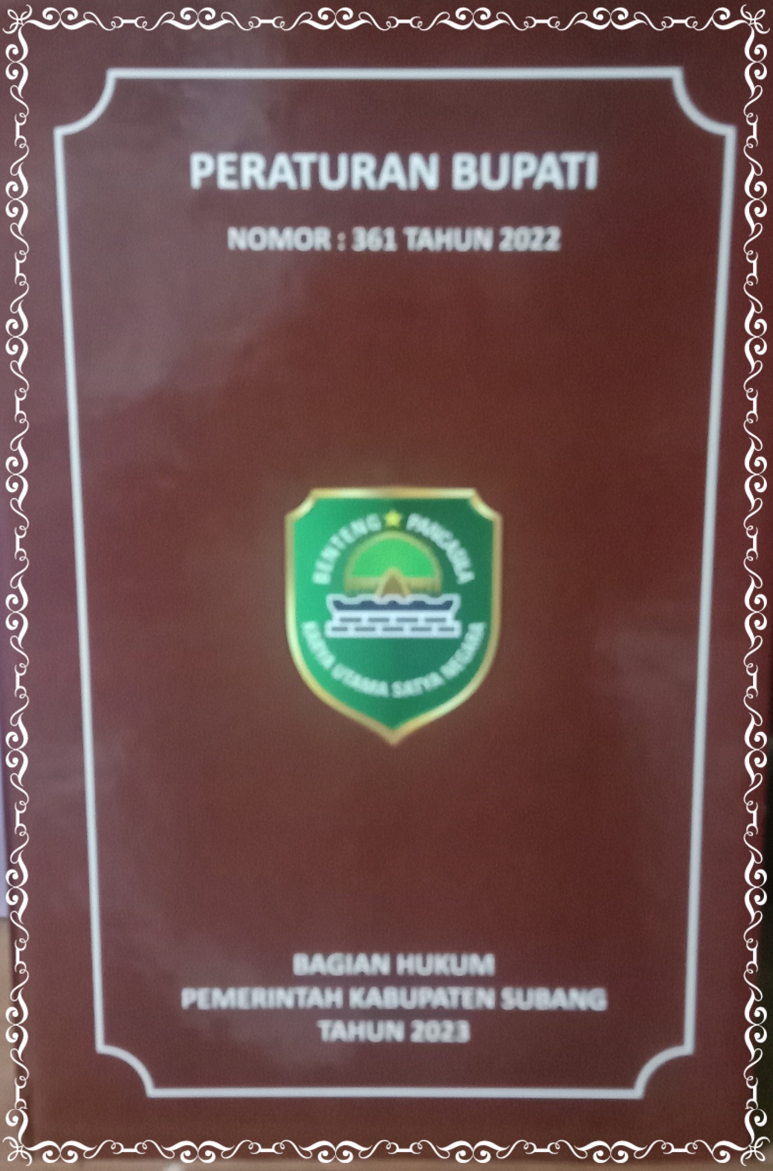 PERATURAN BUPATI NOMOR : 361 TAHUN 2022