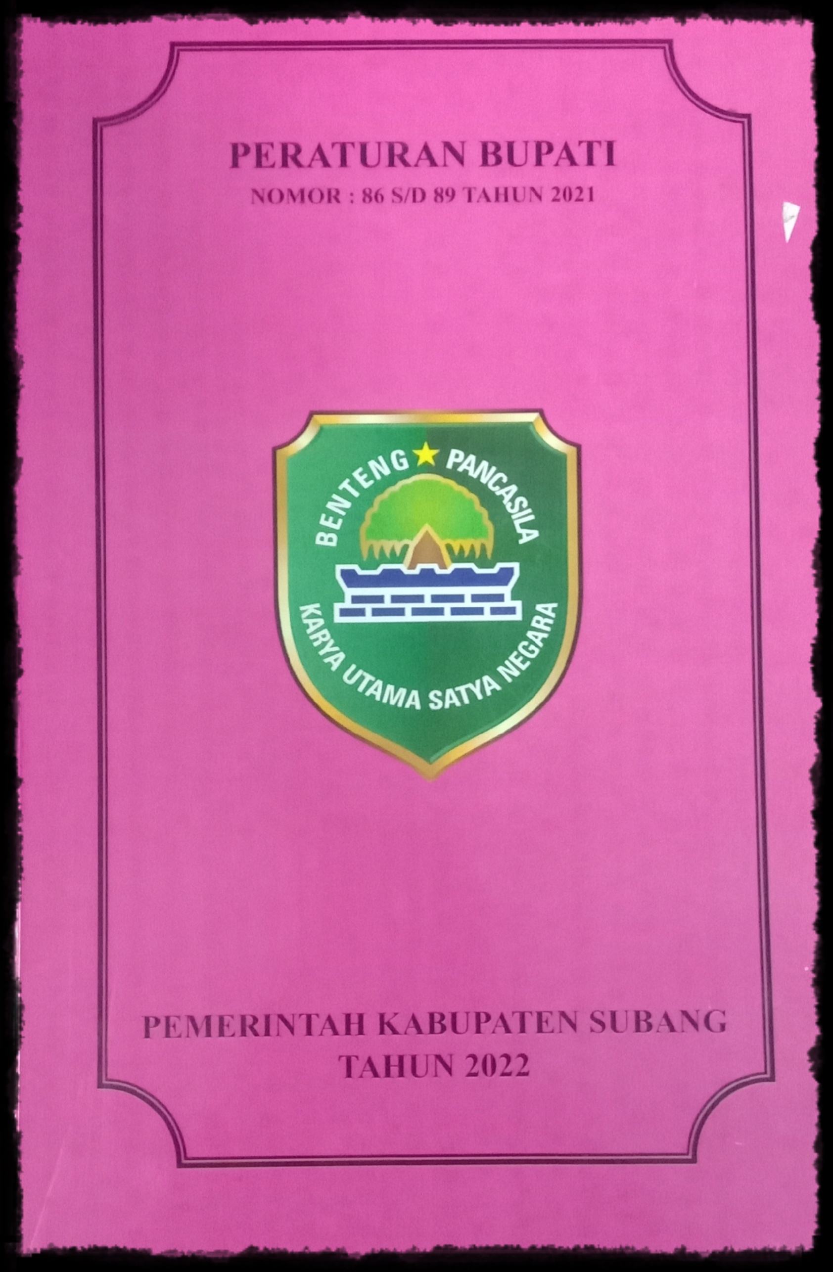 PERATURAN BUPATI NOMOR 86 S/D 89 TAHUN 2021