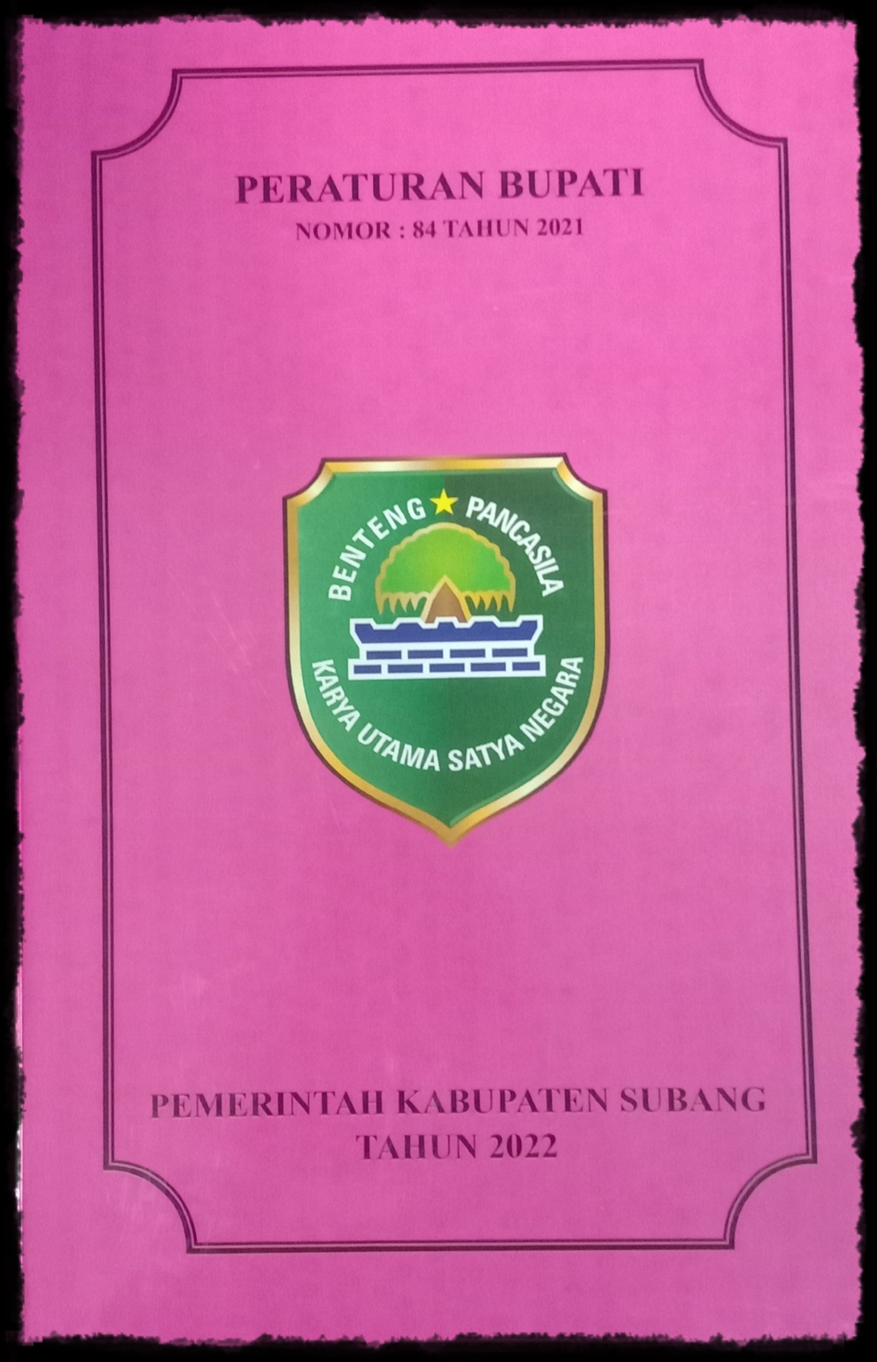 PERATURAN BUPATI NOMOR : 84 TAHUN 2021